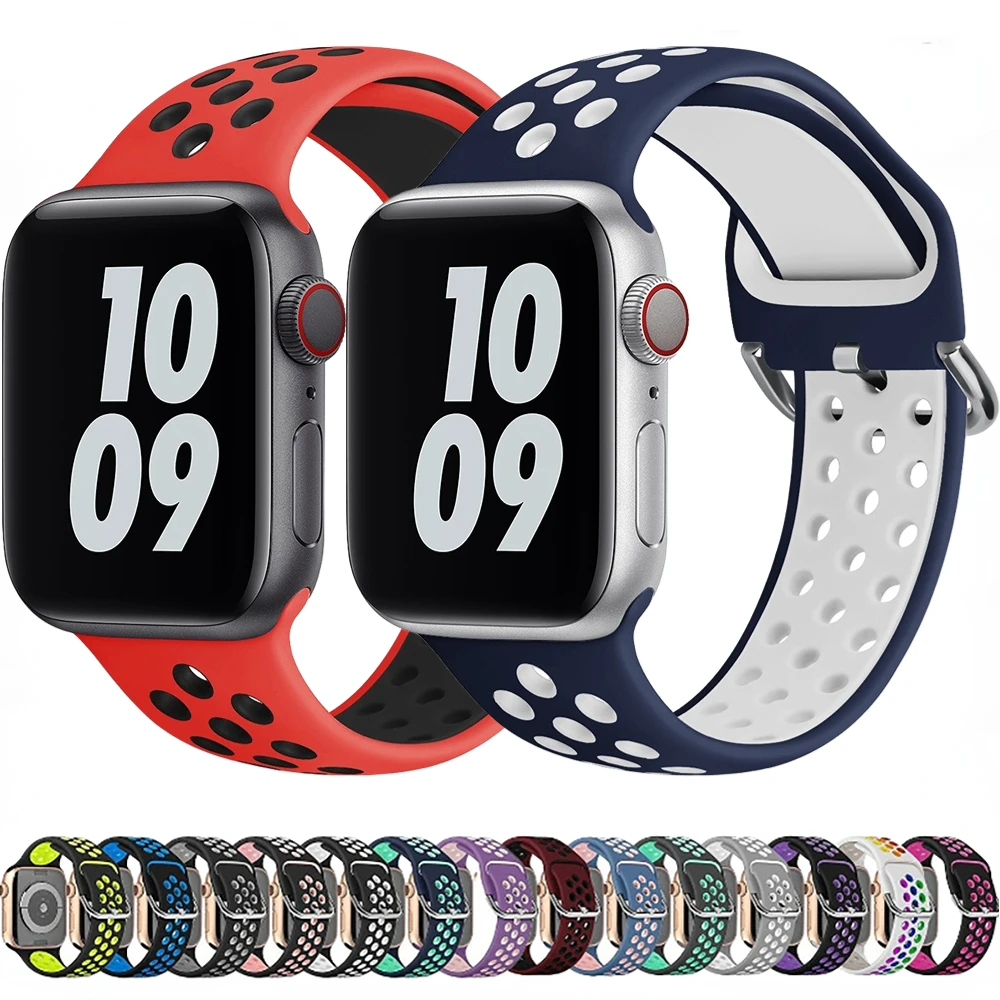 

Silicone Strap for Apple Watch Band 44mm 45mm 49mm 42mm 41mm 40mm 38mm Wristband Correa for iWatch Series Ultra 8 7 6 5 4 3 SE