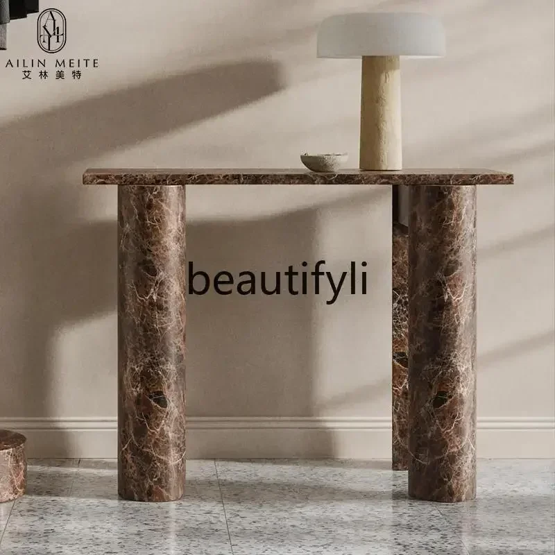 182Q Italian minimalist natural marble entrance table light luxury entrance table high-end view table