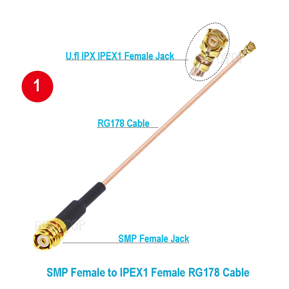 10PCS/LOT SMP to  Jumper SMP Female / Male to  1 Female Jack RG178 Cable RF Coaxial Pigtail Antenna Extension BEVOTOP