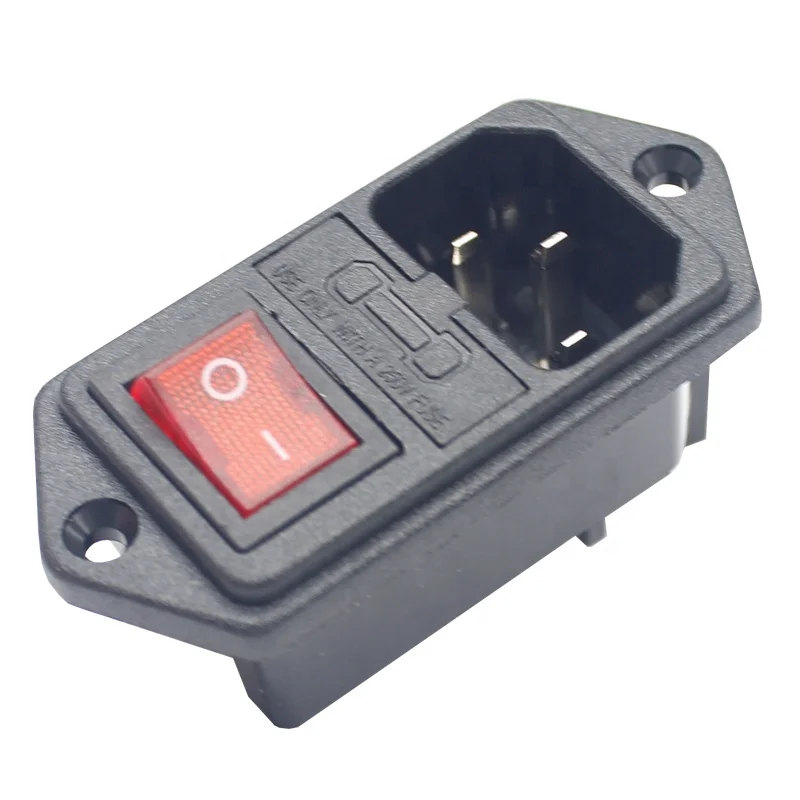15A 250V Rocker Switch C14 Socket Fuse  Inlet Module Plug for  Home appliances  medical devices