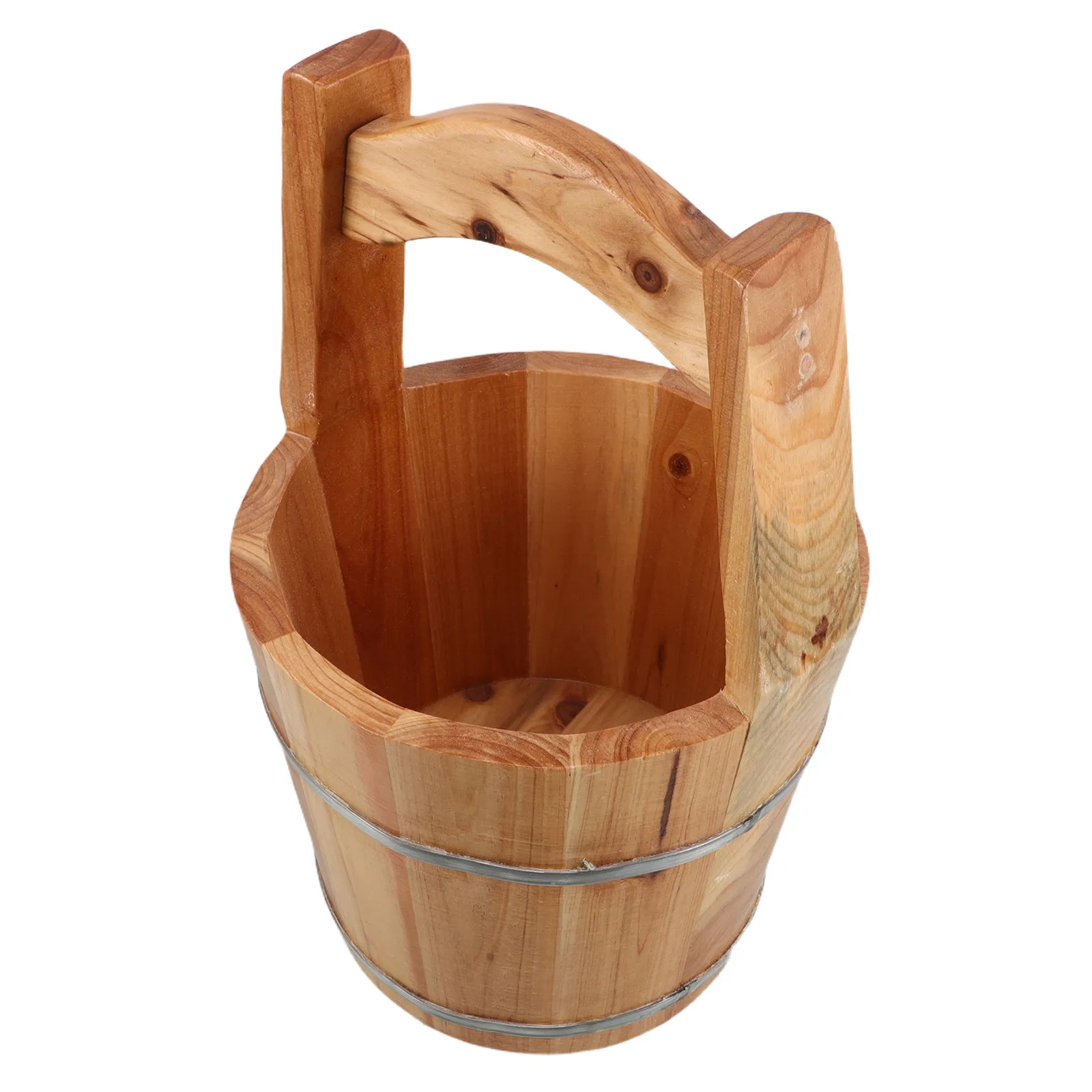 Rustic Handmade Wooden Water Bucket for Foot Soaking Bath Spa Shower Sauna Camping Portable Decorative Bathroom Accessory