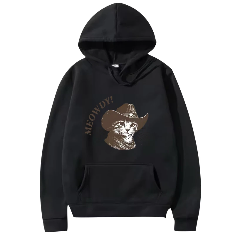 

Meowdy Cowboy Cat hoodie 2025 new men women cool vintage Long sleeve Sweatshirt with print Graphics oversized hoodie unisex