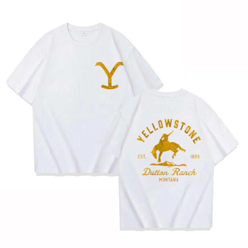 للجنسين الأزياء الكلاسيكية يلوستون داتون مزرعة قميص مطبوع أزياء جولة الرقبة الصيف بارد قصيرة الأكمام قميص تي شيرت