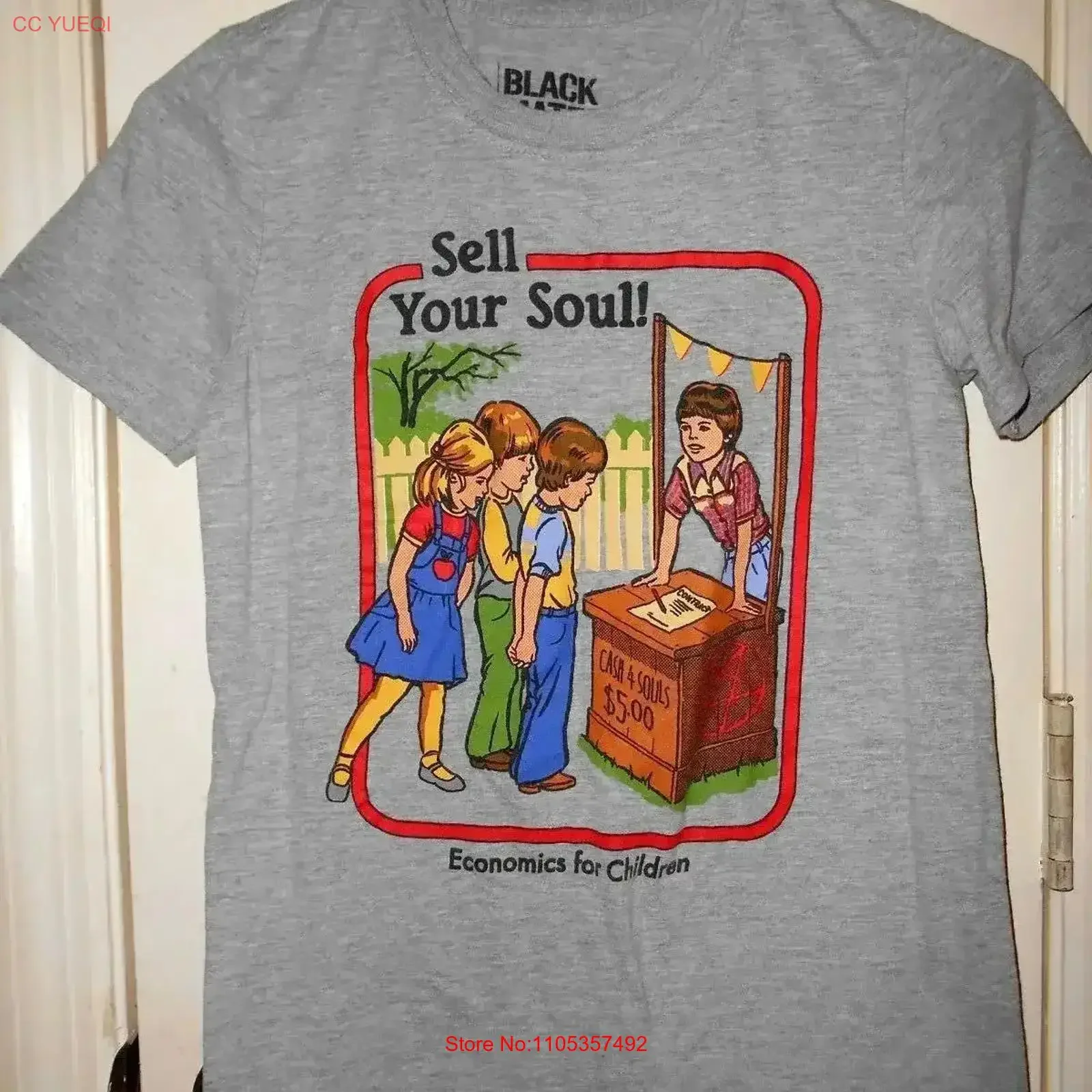 Sell Your Soul by Steven Rhodes Men's XS Gray  T Shirt vintage Washed Stretched Top For Everyday Wear fashion Casual Breathable