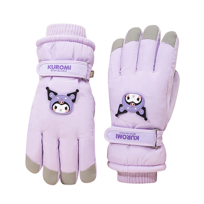 New Sanrio Genuine Kuromi Touch Screen Plus Velvet Thickening To Keep Warm and Cold-Proof Cycling Outdoor Winter Ski Gloves Gift