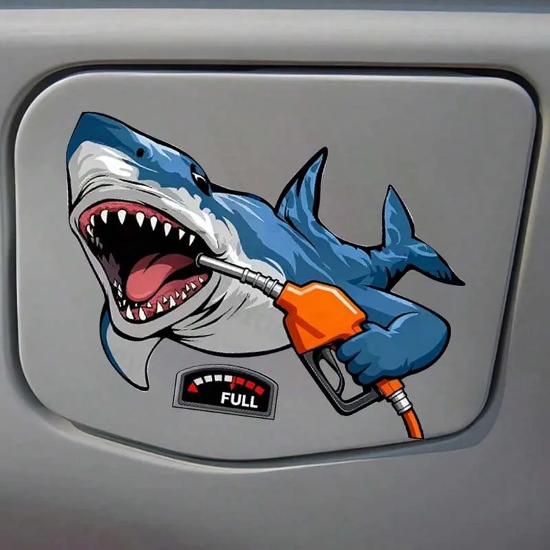 Powerful Shark Car Decal - 1 Sheet of Fun Shark-Themed Car Decal - Suitable for Daily Decoration of Cars, Motorcycles, Smooth Mi