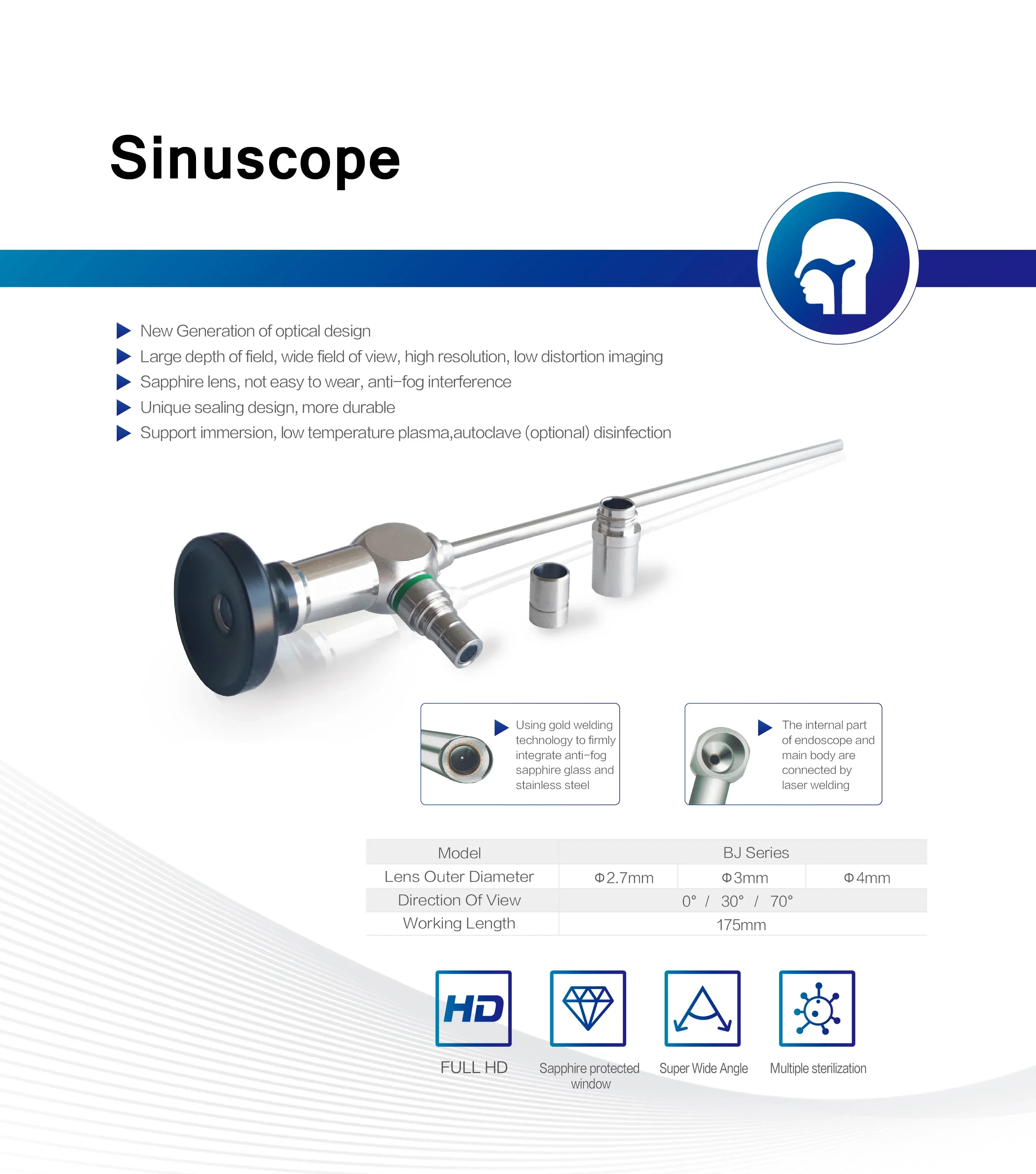 Medi-cal Nasoscopys Rigid endos/cope for E-N-T High quality pe/diatric endos/cope 2.7/3/4mm rigid endos/cope