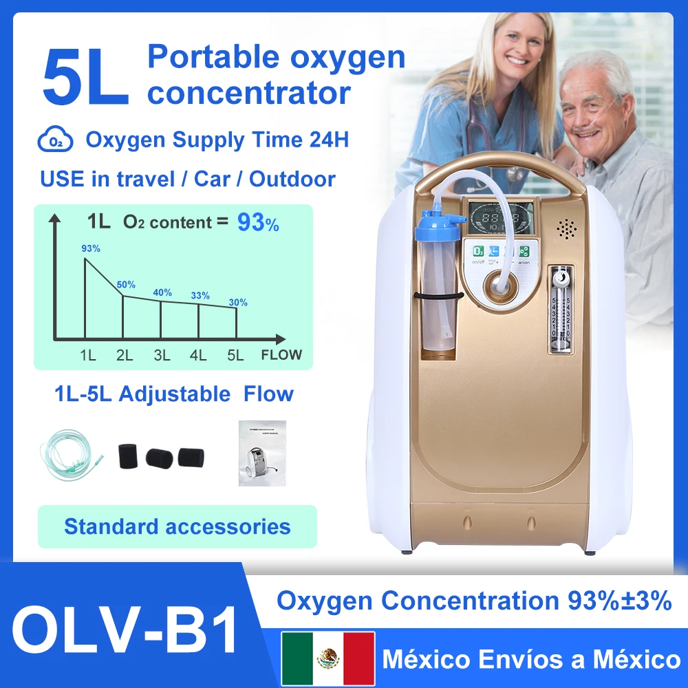Resoxy 5L Portable Oxygen Machine Concentrator  Adjust Medical Oxygen Mini Concentrador De Oxigeno Portatol For Home Travel