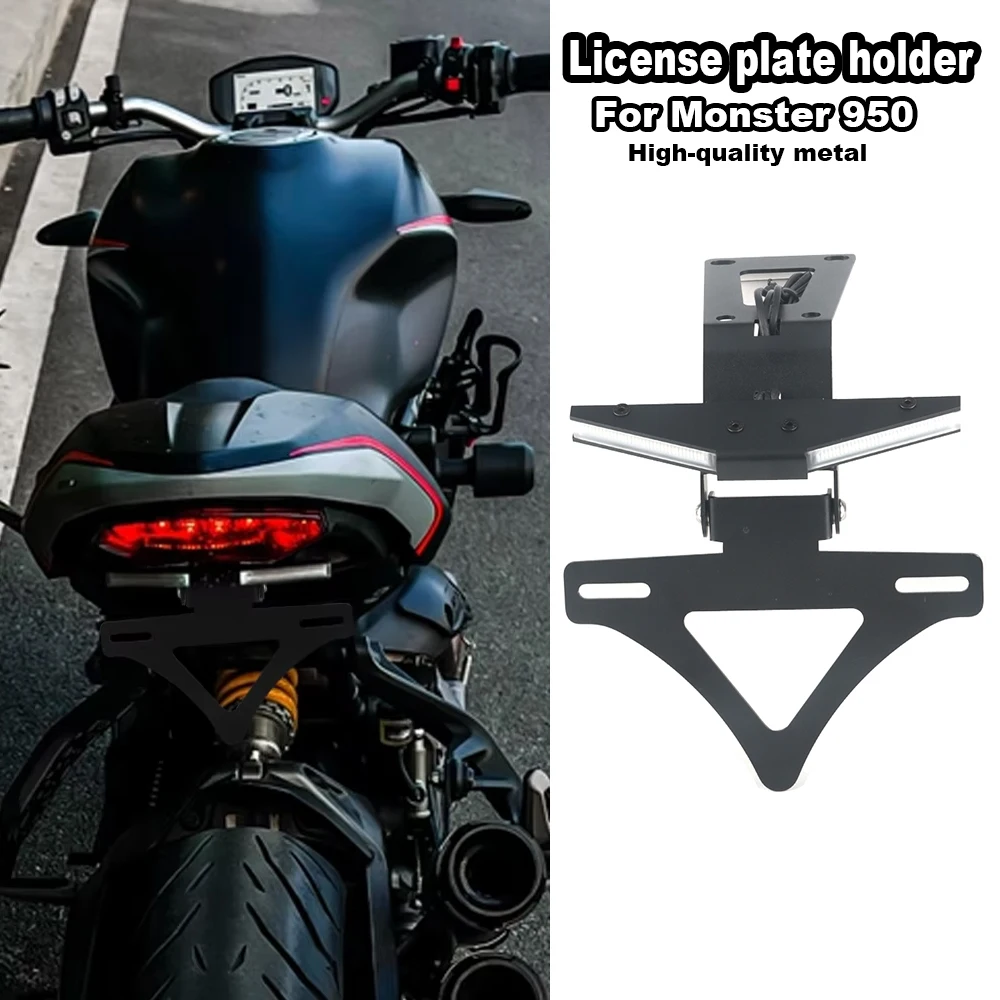 

2021-2022 Motorcycle Rear Short Tail Stock Tidy License Plate Holder Tailstock Bracket Turn LED Light kit For Ducati Monster 950