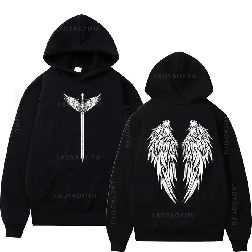 Angel Wings Theme Streetwear Hot Sale Graphic Printed Men Hoodie Pullovers Men's Clothing Essentials New Hoodies and Sweatshirts