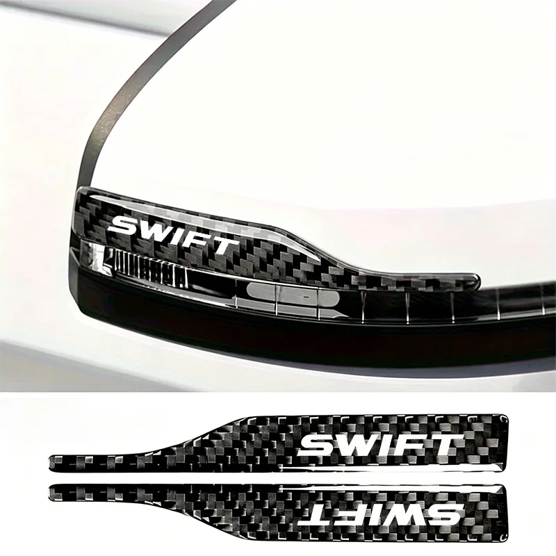 2-piece carbon fiber texture rearview mirror anti-collision strips, designed for Suzuki Swift, prevent collisions and scratches