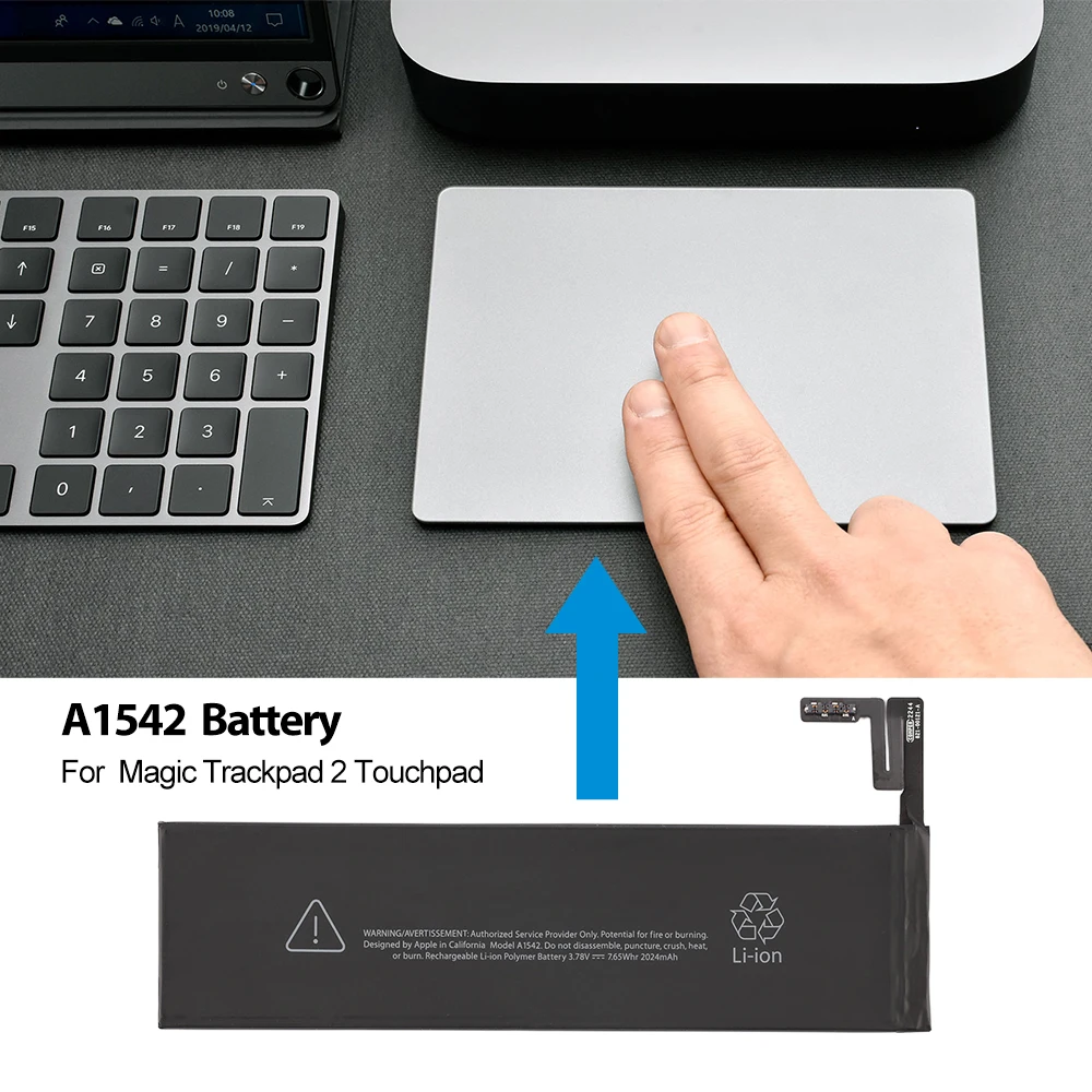 A1542 Rechargeable Li-ion Polymer Battery For Apple Magic Trackpad 2 Touchpad  3.78V 7.65Wh/2024mAh