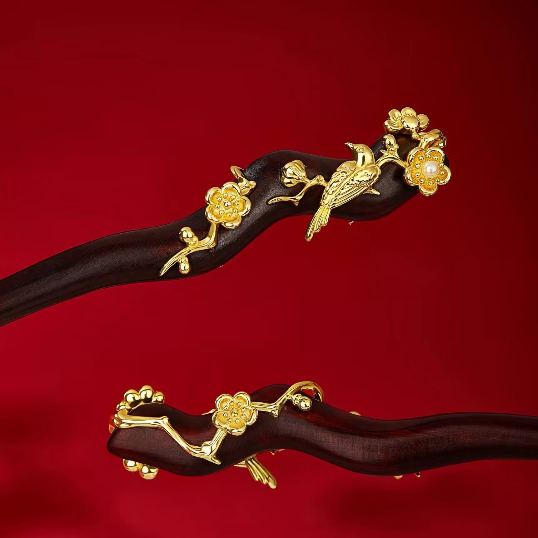 Exquisite Retro Black Wood Flower Tassel Women's Hair Stick New Chinese Style Hair Clip Hair Stick Hair Accessory Gift Headpiece