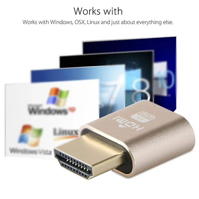 HDMI-متوافق مع المكونات الدمية العرض الافتراضي مقطوعة الرأس شبح عرض المحاكي 4K DDC EDID الدمية المحاكي محول لتعدين البيتكوين