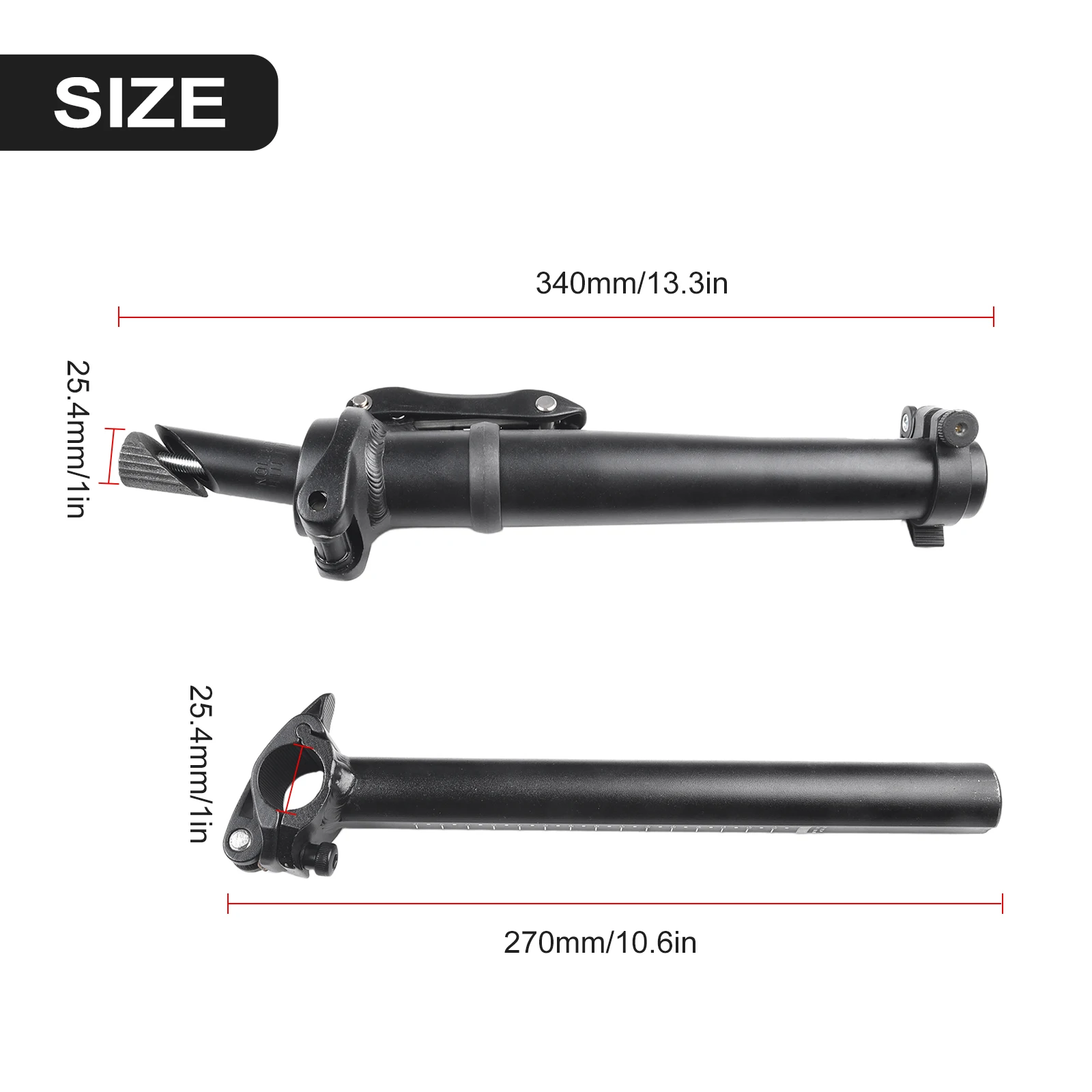 Handlebar Stem Folding Bike Electric Bicycle Adjustable Telescopic Stem For Handlebar 25.4mm Aluminum Alloy