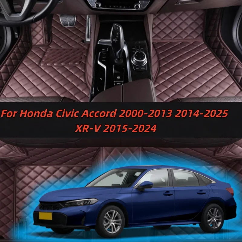 

Car Floor Mats Custom Leather For Honda Civic Accord 2000-2013 2014-2025 XR-V 2015-2024 Car Interior Accessories