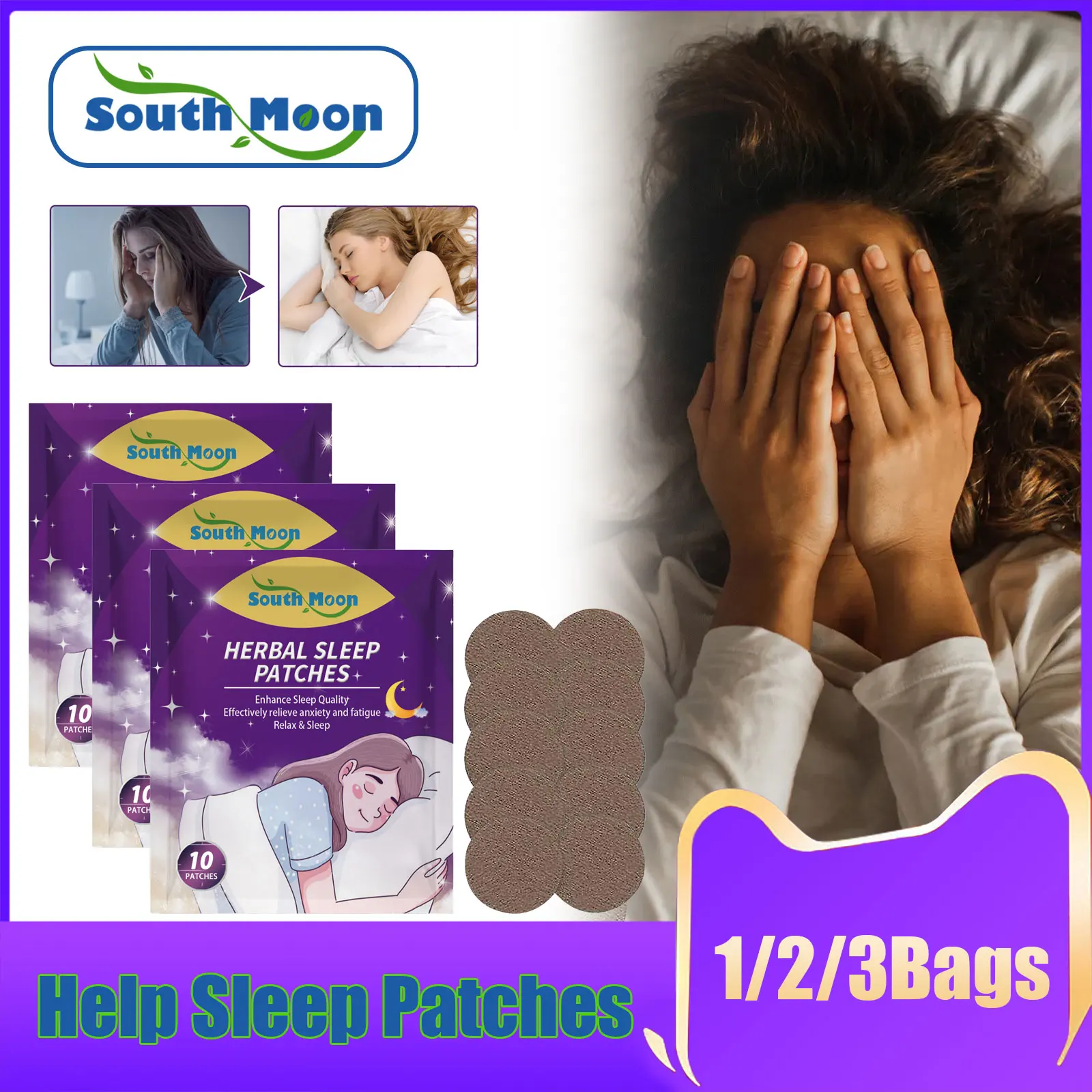 

Insomnia Patch Relaxing Help Sleeping Headache Neurasthenia Soothing Herbal Relieve Stress Anxiety Sleep Aid Medical Plaster