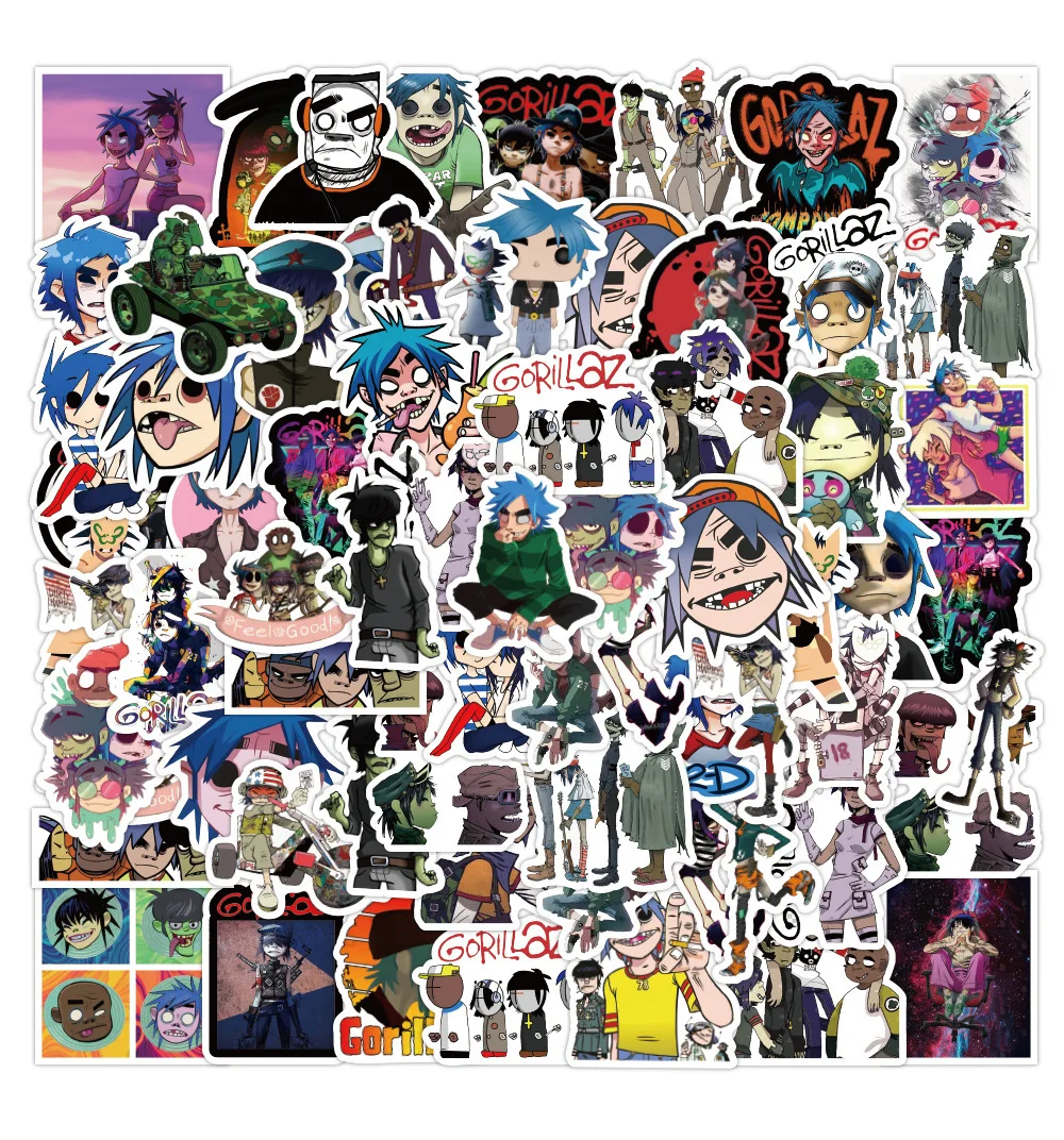 52PCS Gorillaz Band Stickers Music Graffiti Cartoon Sticker DIY Laptop Phone Guitar Decoration Skateboard Decals Gift Kids Toy