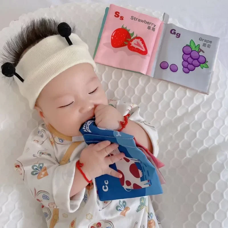 Montessori Baby Cloth Book Early Learning Educational Toy Parent-child Interactive Sound Paper Rattle Puzzle Infant Quiet Book