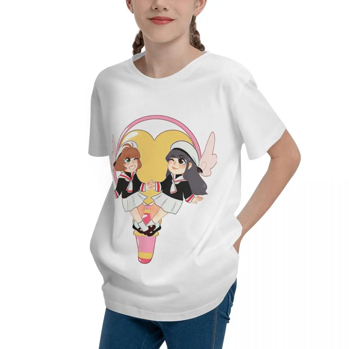 SCC Sakura Card Captor Sakura X Tomoyo Greeting Adolescents Basic Short Sleeve T-Shirt Fresh T-shirts Graphic High quality