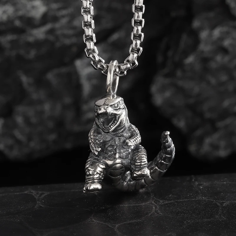 Personalized Cute Dinosaur Beast Animal Pendant Necklace Retro Punk Trendy Jewelry Boy Gift