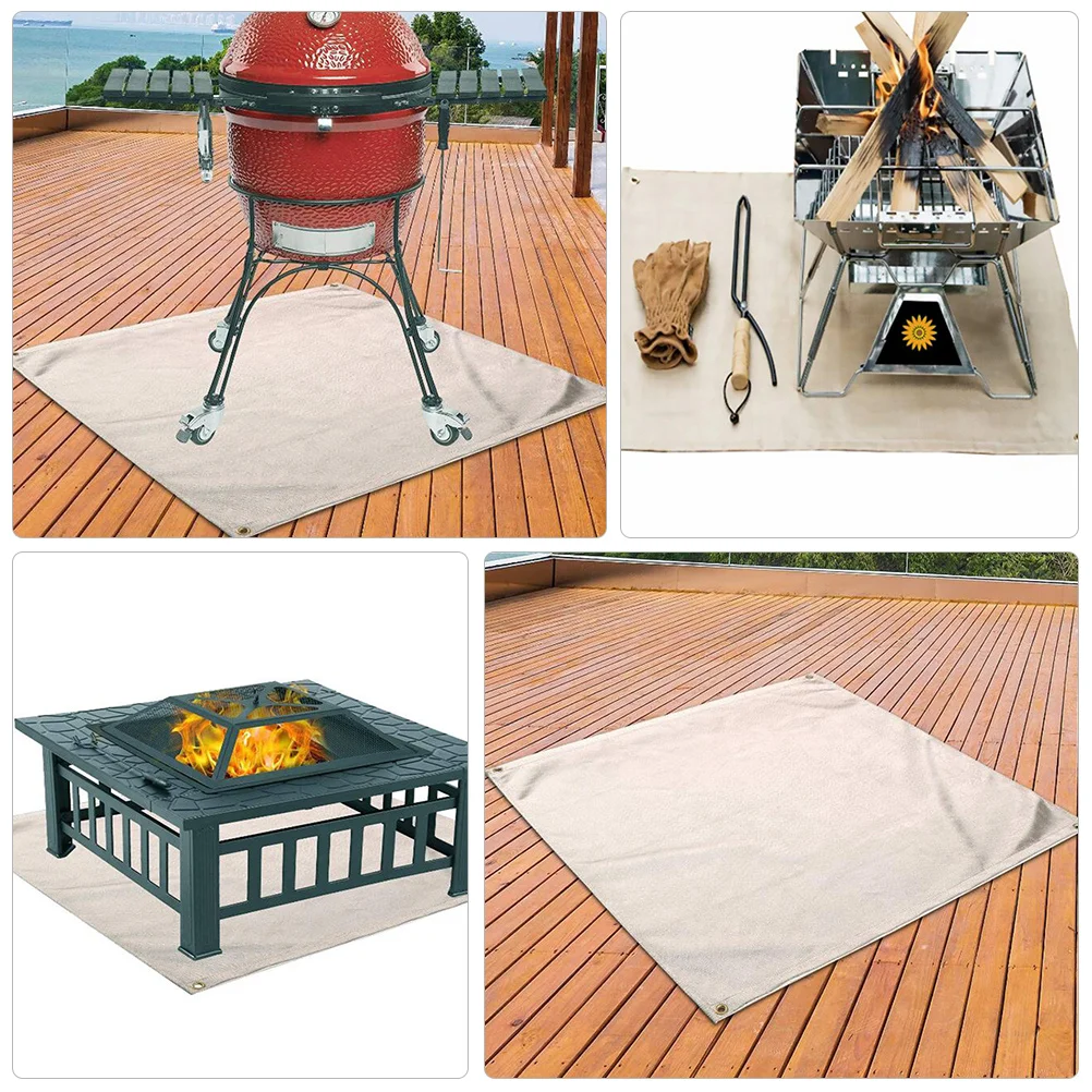 1 قطعة قماش مقاوم للحريق وسادة معزولة للحرارة في الهواء الطلق موقد الشواء حصيرة بطانية مقاومة للحريق حماية سطح السفينة فناء الطابق للشواية #6