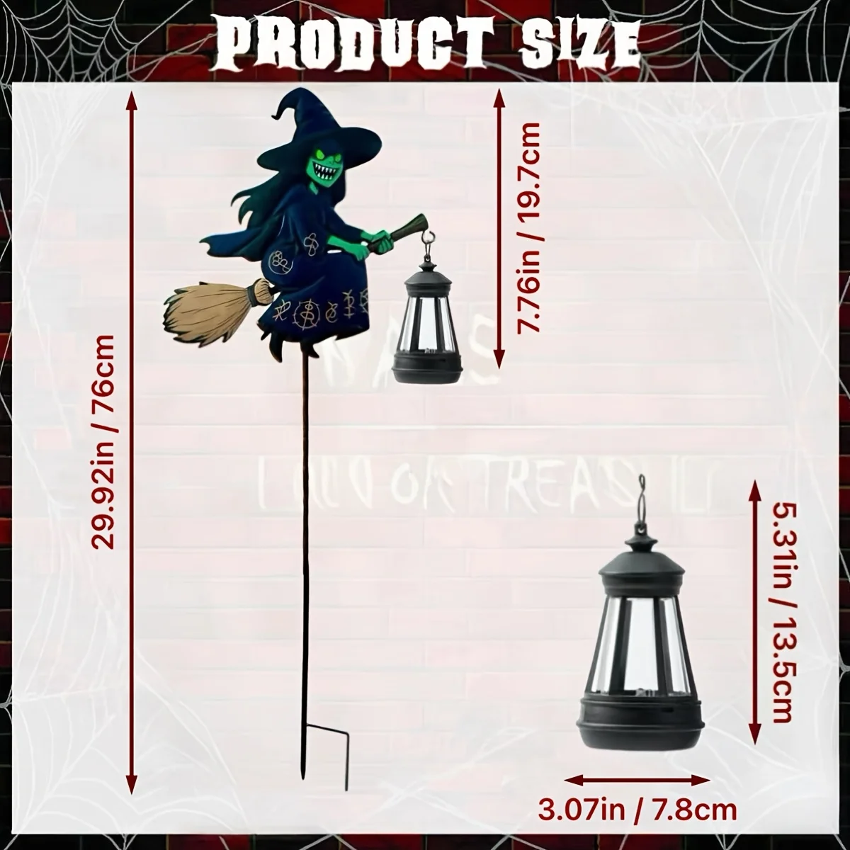 Halloween Witch Watering Can Garden Colorful Waterfall Light Flying Witch Garden Stake Outdoor Decoration for Yard Lawn Patio