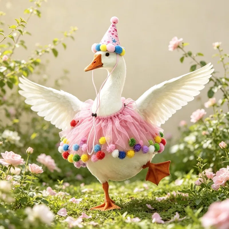 Photo Booth Prop Birthday Celebration Goose Costume Complete Set with Hat 23 Inch Standard Goose Courtyard Terrace,without Goose