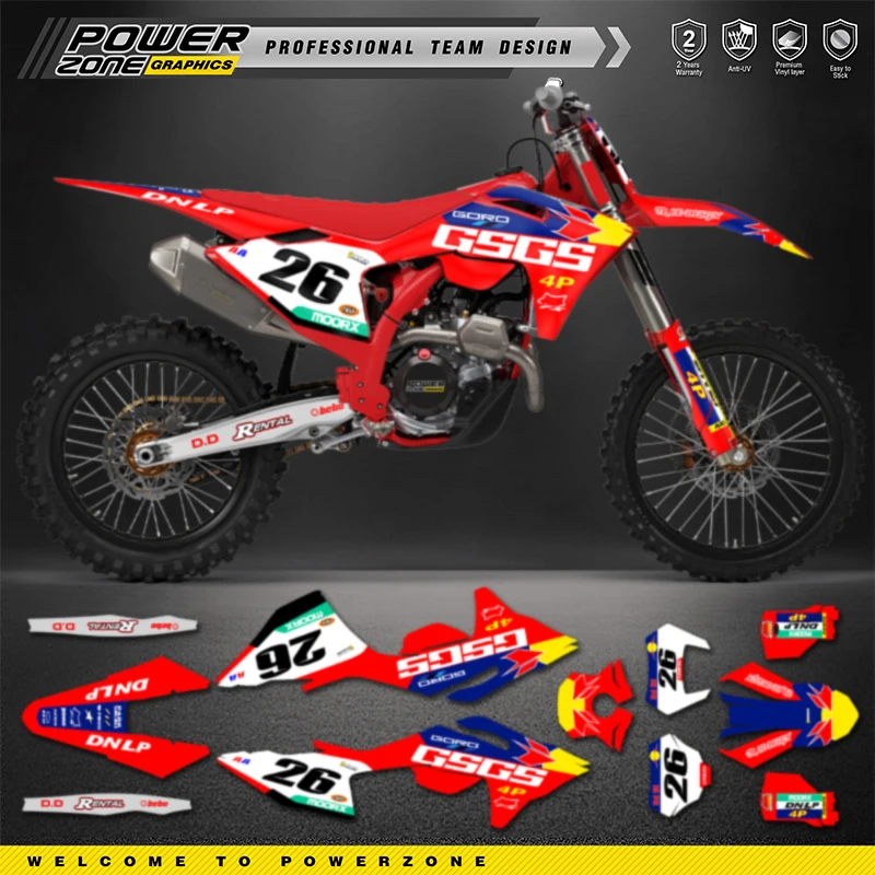 PowerZone For GASGAS EC MC 2024-2026 Custom Team Graphics Backgrounds Decals Stickers Kit Motorcycle Decal Stickers