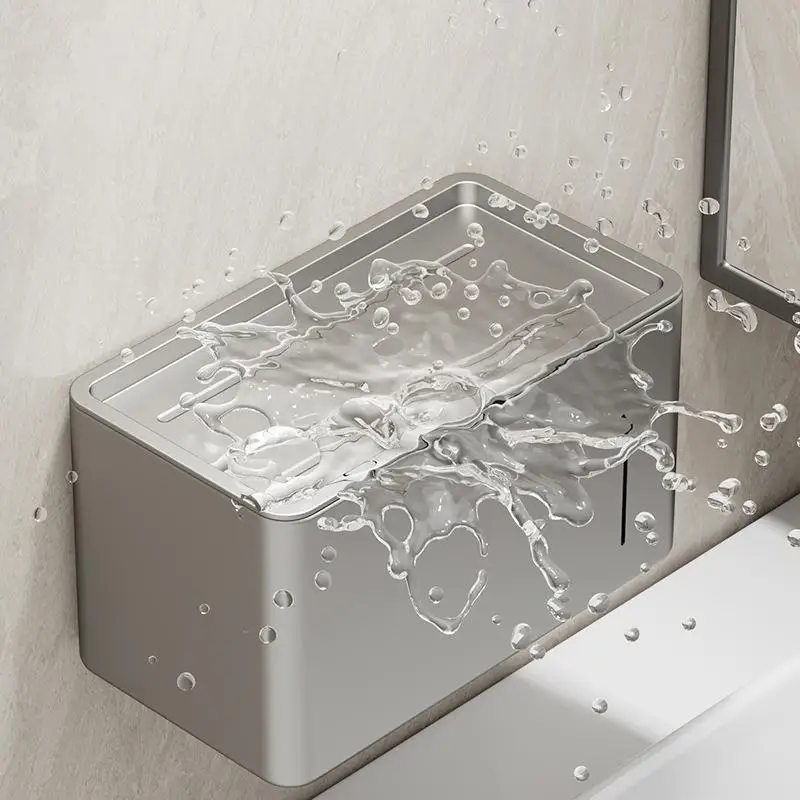 Moisture-Proof Corrosion-Resistant Wall-Mounted Toilet Paper Holder No-Drilling Installation Required Bathroom Paper Dispenser