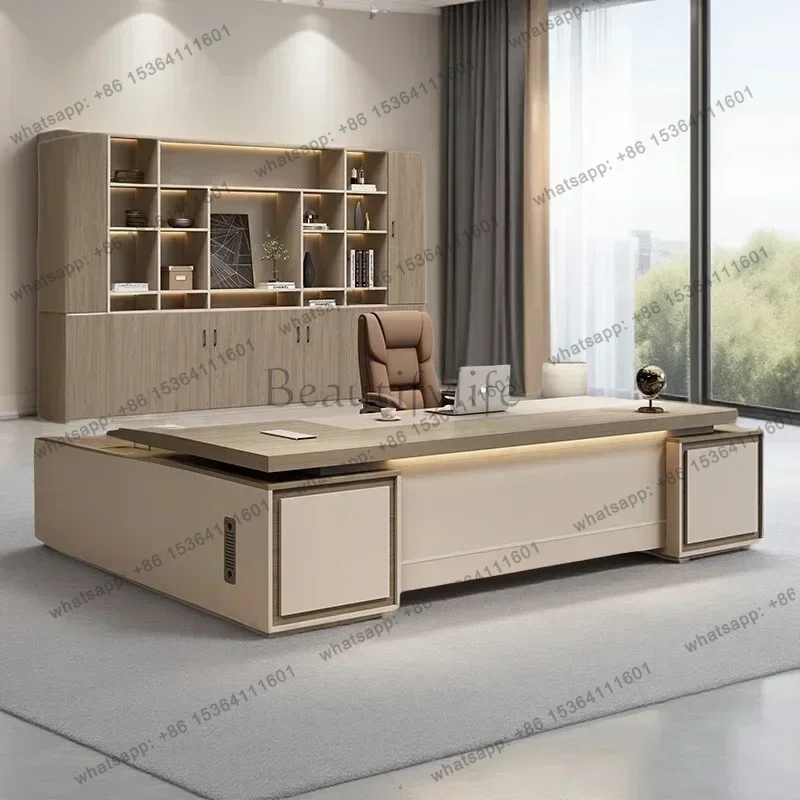 LX Double Cabinets Modern Executive  Furniture Office Table Luxury With Storage Drawers