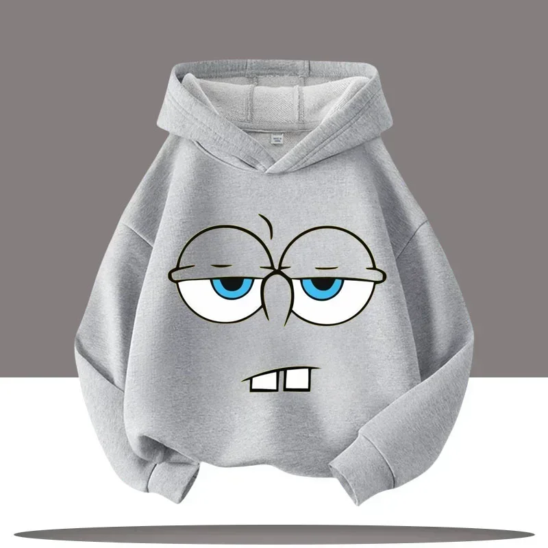 Neue süße Cartoon SpongeBob SquarePants Herbst- und Wintermode, niedliche Jungen- und Mädchen-Kapuzenpullover für den täglichen Ausflug, warme Kinderpullover – Detail 3