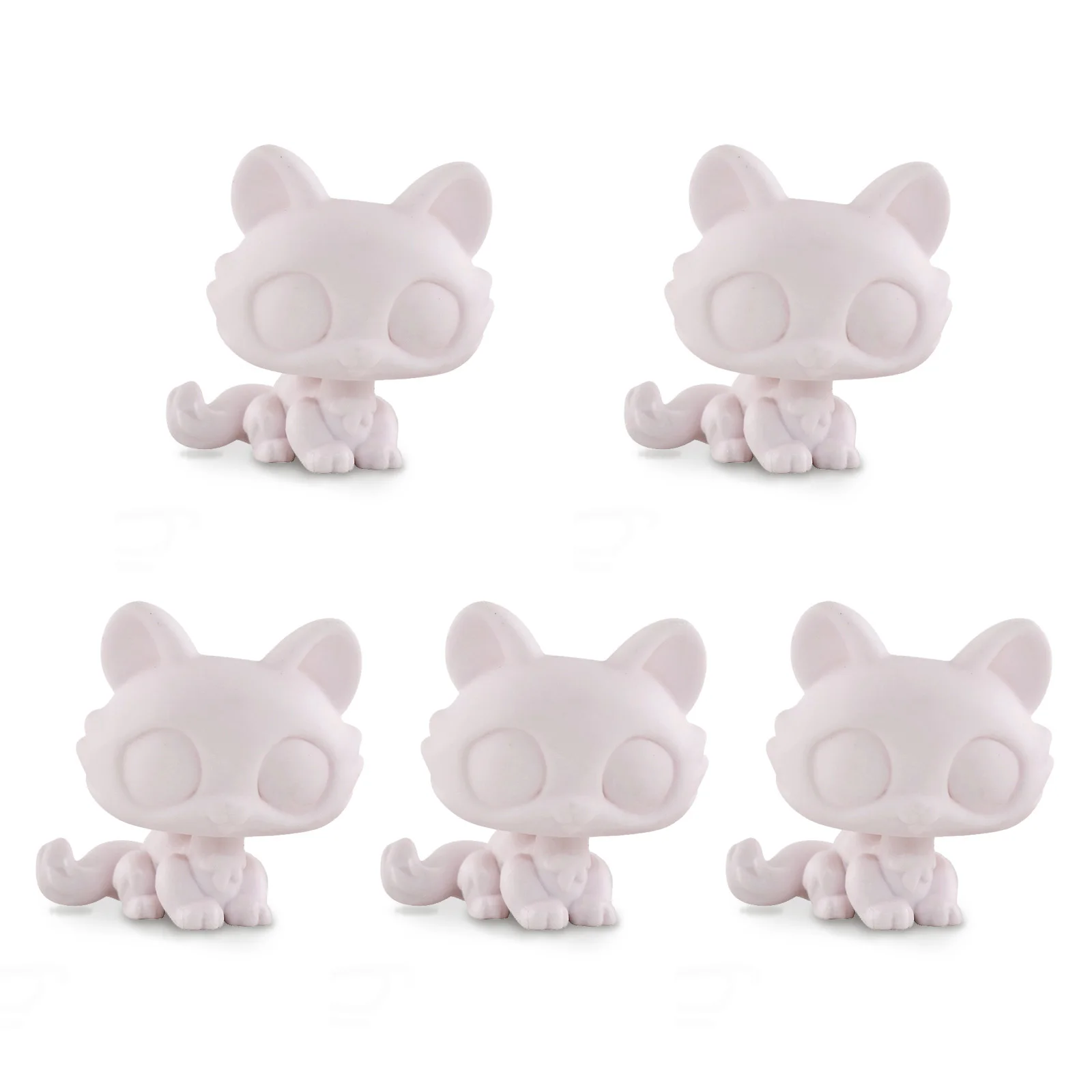 

﻿5Pcs LPS Mini Pet Shop Rare Animal White Base Crouching Cat 029 DIY Paint Parent Child Interactive Bobble Head Toys Gifts