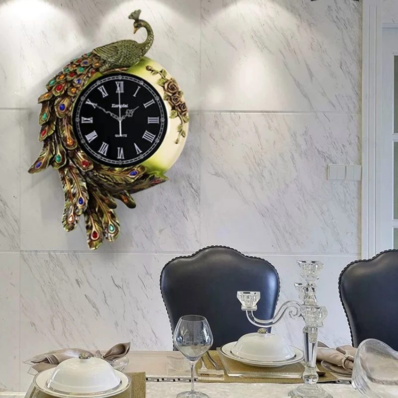 Upgrade Designer Wall Clock Peacock Premium Glass Bedroom Luxury Digital Clock Modern Nordic Relojes De Pared Home Decor Items
