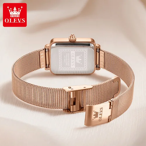 Imagen 2 del producto OLEVS 3692 reloj de cuarzo Original con caja de regalo para mujer ultrafino moda Simple cuadrado fecha automática resistente al agua reloj de mujer nuevo