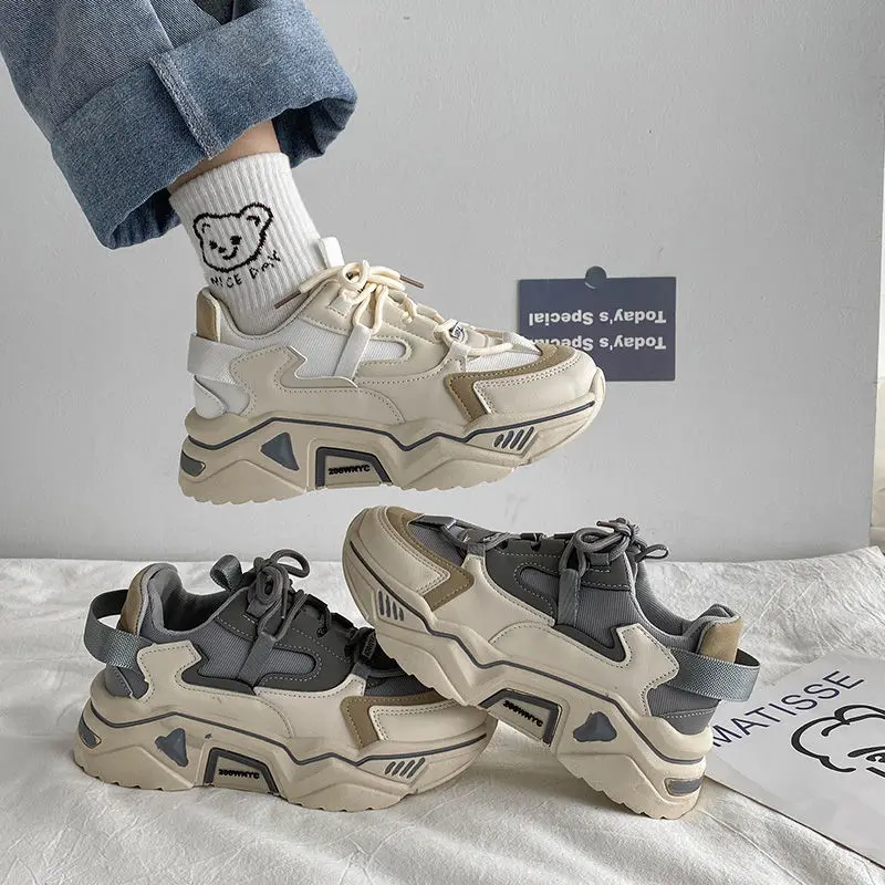 Fashion Patchwork Woman Vulcanize Shoes 2023 Spring Autumn Platform Sneakers Breathable Ladies Footwear Casual Ladies Footwear