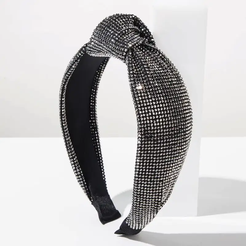 Retro-Barock-Stil, super funkelndes, vollbesetztes Diamant-Hochschädelknoten-Stirnband mit breitem Rand, Haaraccessoire für Frauen – Detail 4