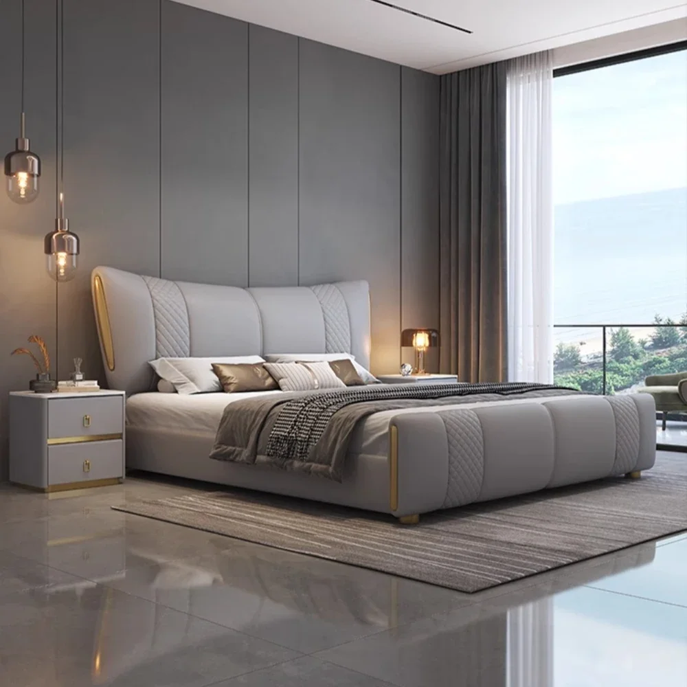 

Nordic Queen Storage Bed Modern Bedroom Double Bed Lounge King Size Multifunctional Accessories Stylish Space Saving Solution
