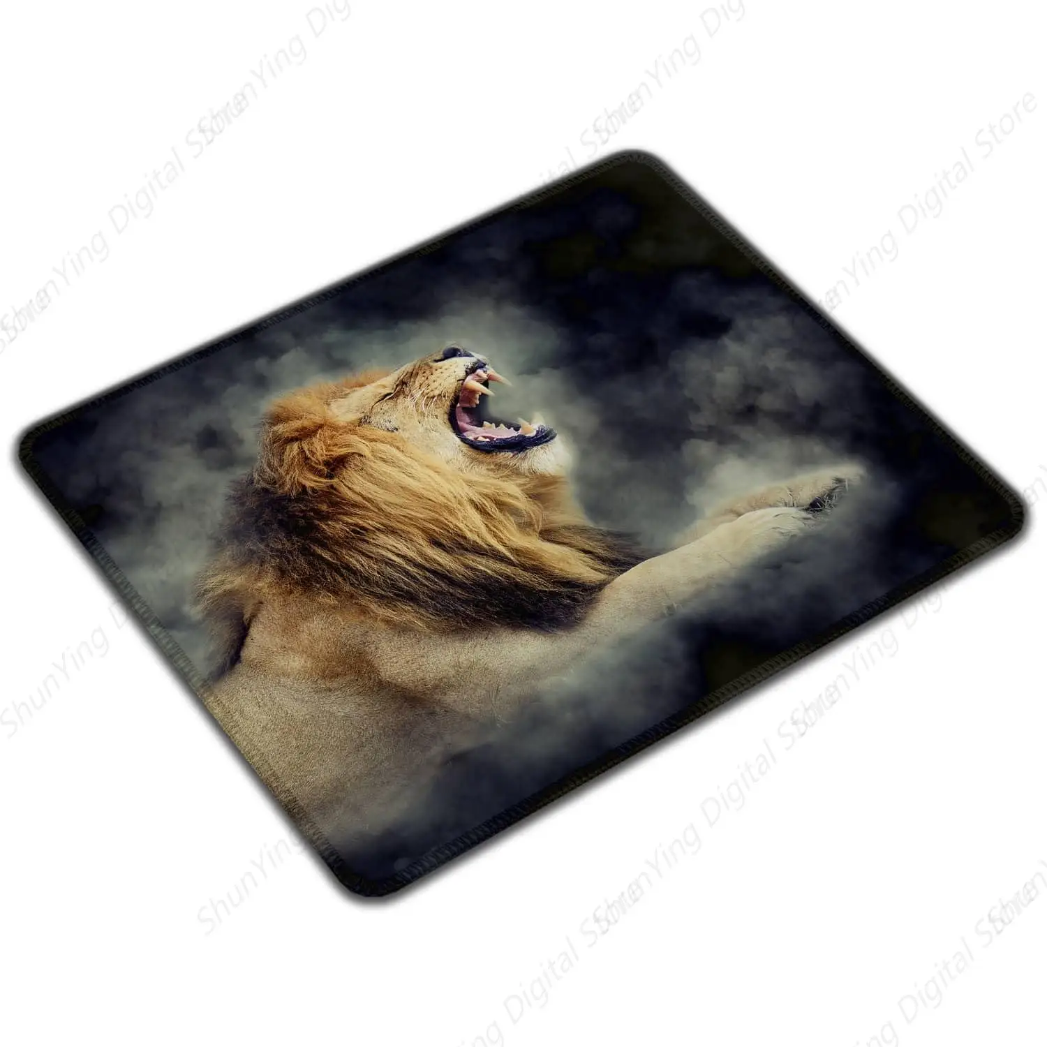 Lion Square Mouse Pad With Anti Slip Rubber Base And Sewn Edges Suitable For Gaming Work Office Laptop Mouse Pad