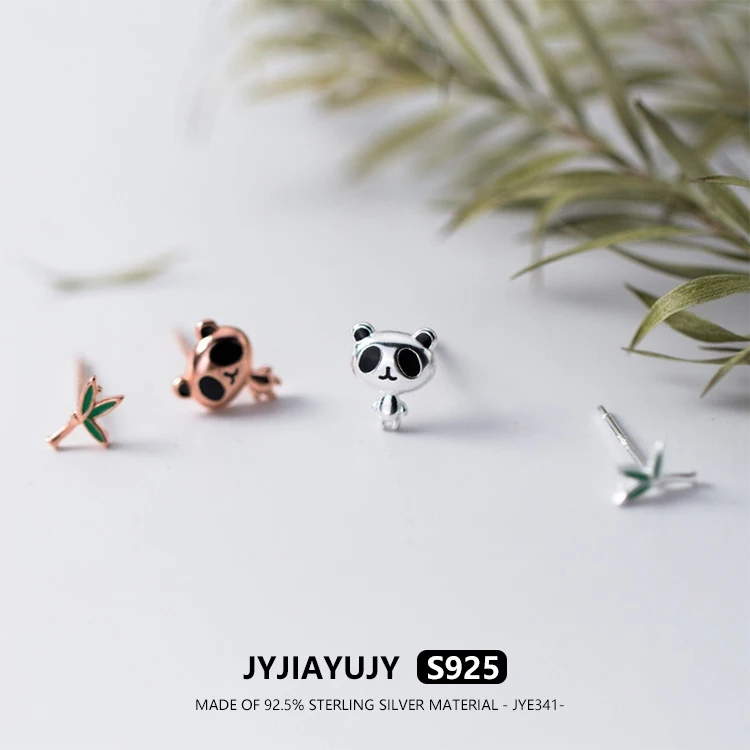 

JYJIAYUJY 100% Whole Original Sterling Silver S925 Stud Earrings In Stock Cute Panda Fashion Jewelry Gift Daily JYE341