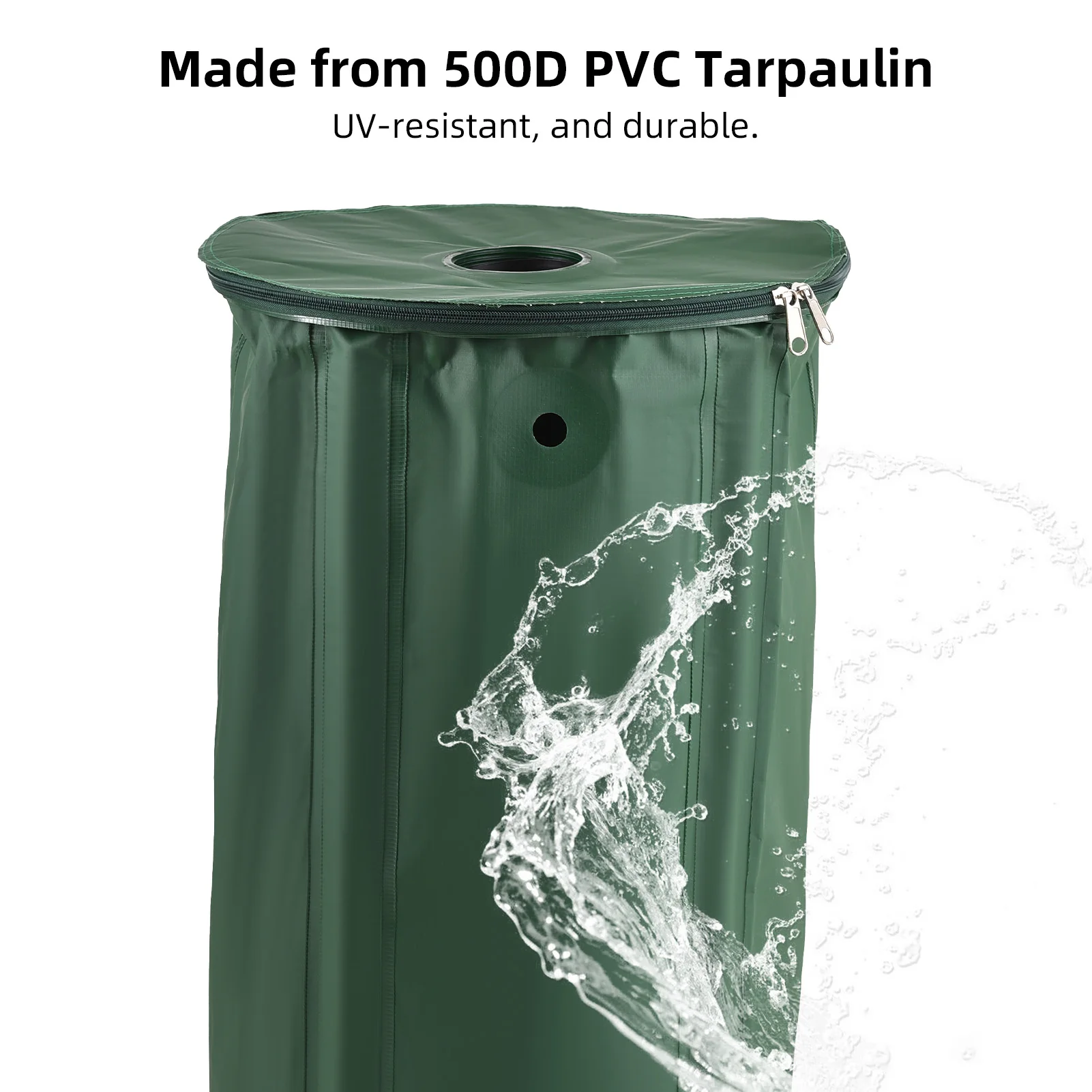 다운 스파우트 필터 및 오버플로 밸브가 있는 휴대용 빗물 수집 배럴-500D PVC 타포린, 100L 레인 배럴 키트