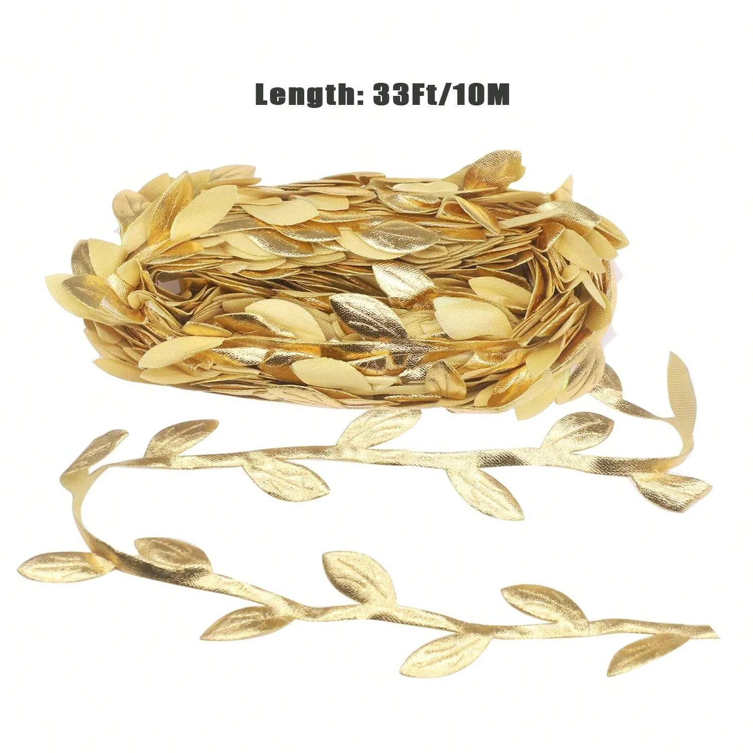 33 Ft Gold Leaves Leaf Ribbon, Vine Leaves Ribbon Trim Perfect Decoration for DIY Craft,Garland,Party, Wedding,Christmas