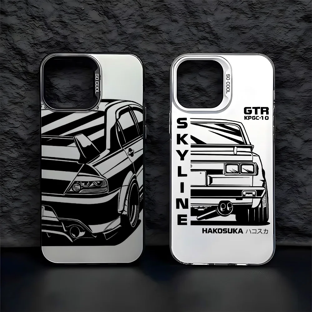 Candy Matte Shockproof Back Cover Phone Case For Sports Car SKYLINE JDM Drift GTR iPhone 16 15 14 13 12 11 Pro Max X XR XSMAX