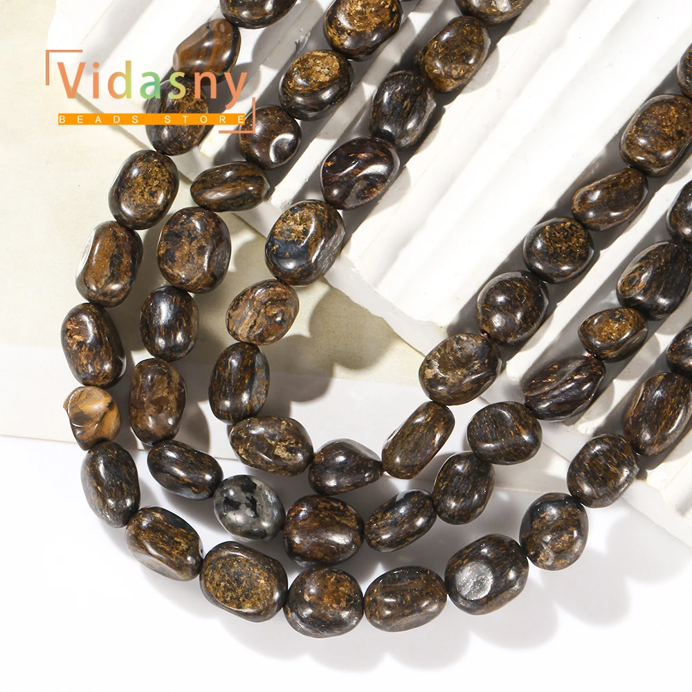 8-10mm Natürliche Bronzit-Steinperlen, unregelmäßige ovale lose Perlen für die Schmuckherstellung, DIY-Armbänder, Zubehör – Detail 5