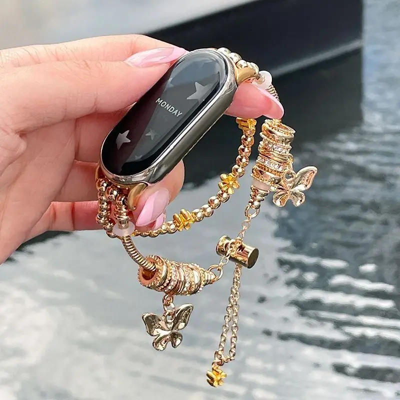 

Hand string butterfly chain strap suitable Xiaomi Band 8Pro/9Pro，For Mi band 3/4/5/6/7，8/8NFC/9/9NFC/10/10NFC，For Redmi Watch5/4