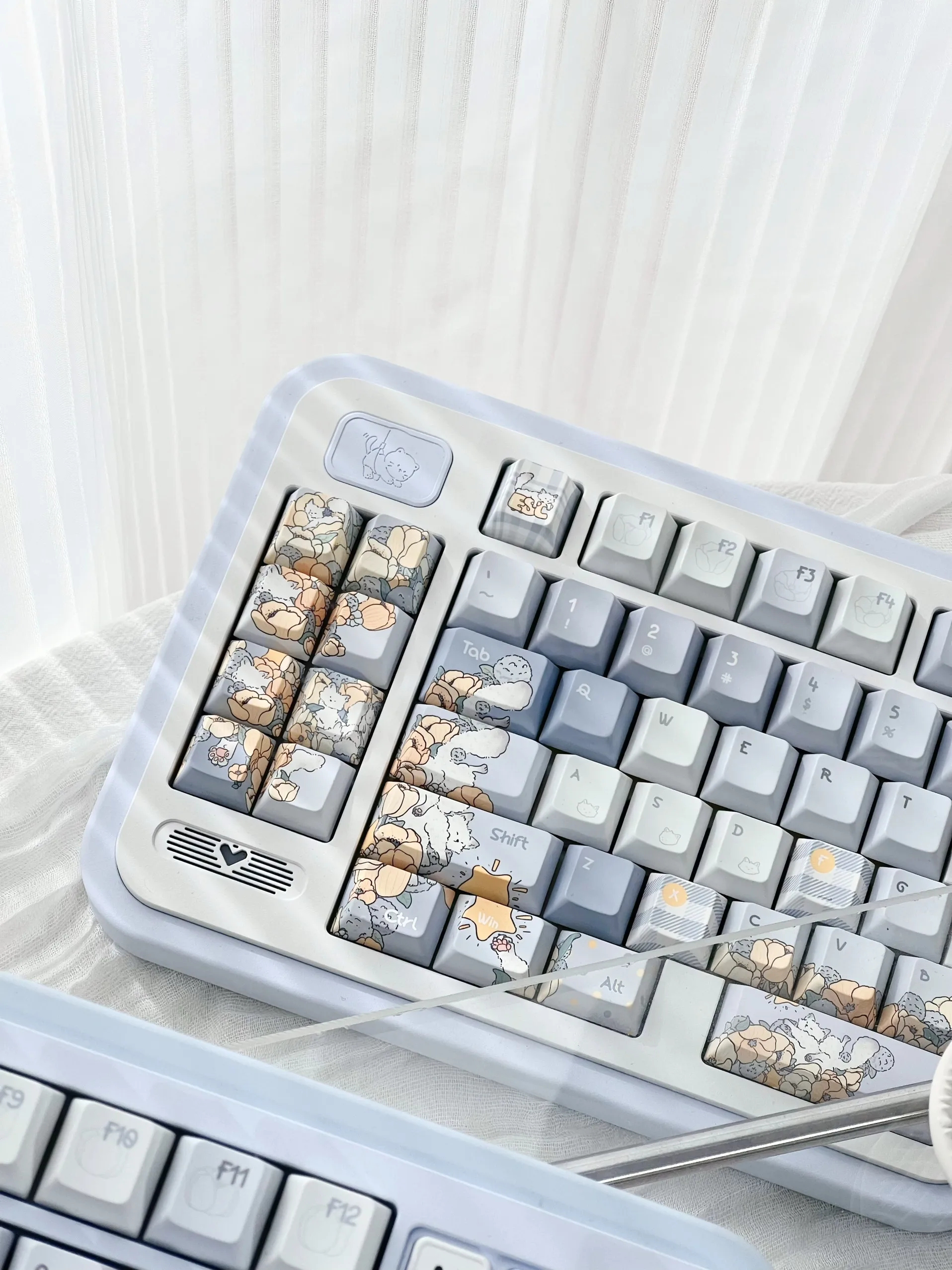 131 Keys Genshin Impact The Fox in The Dandelion Sea Theme Keycap Cute Cherry Profile Pbt Keycap for ANSI Made68 Mad68 Wooting60