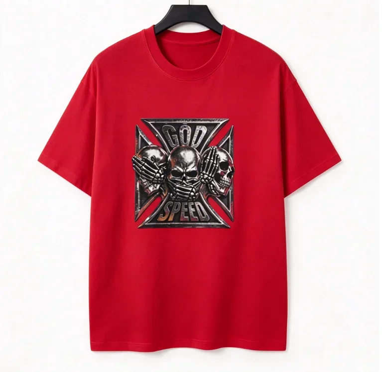 2026 new Vintage Skull Cross Frame Graphic T Shirt Unisex Black Short Sleeve Tee Streetwear Casual Loose Daily Top