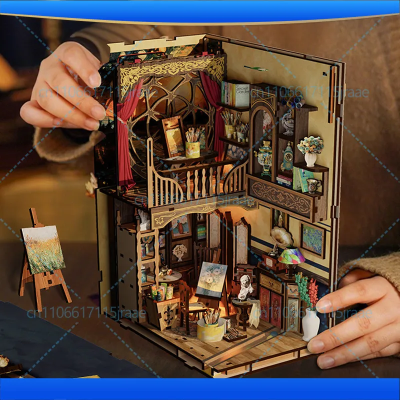 The world in the retro picture frame Book wooden hand-assembled three-dimensional puzzle miniature house