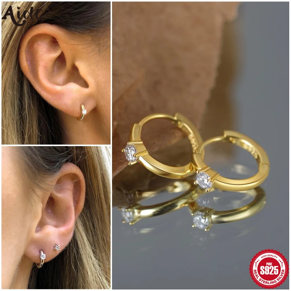 

Aide Real 925 Sterling Silver Minimalist Bohemian Round Ear Buckle for Women Unisex Small Hoop Earring Jewelry Accessories