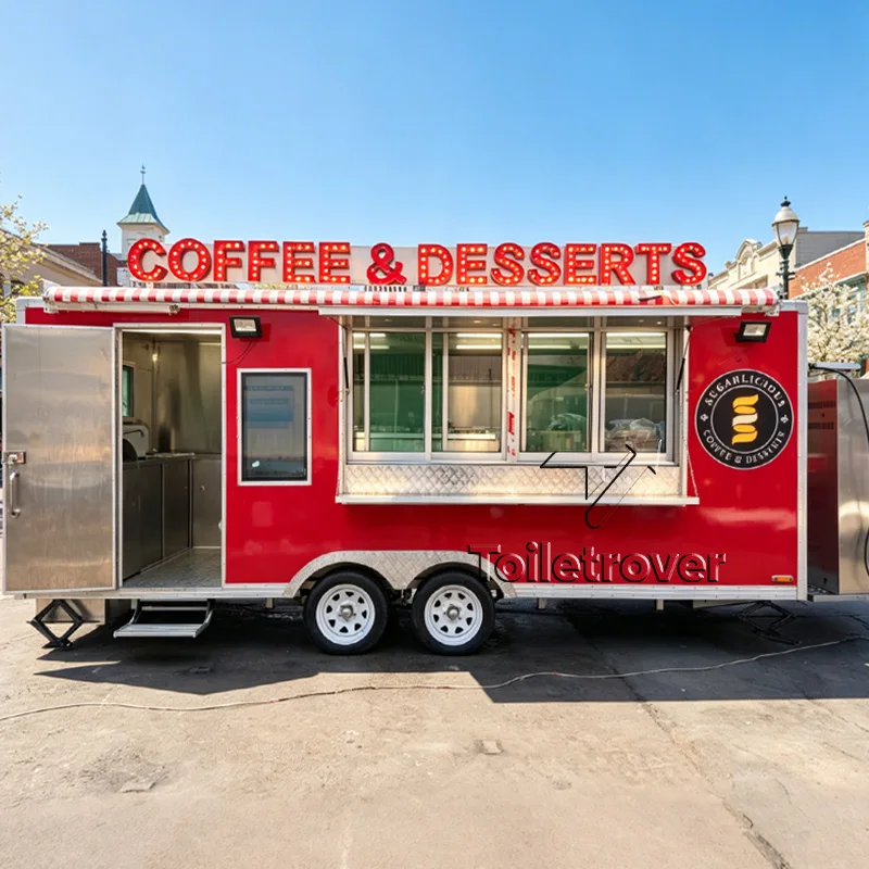 

Large Pizza Food Truck Hot Dog Cart Mobile Food Fast Food Trailer Mobile Food Truck Trailer with Full Kitchen Equipment